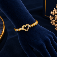 Gold-Tone Crystal Heart Bangle