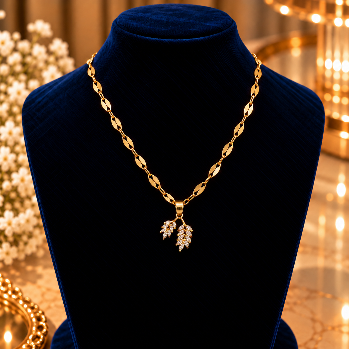 Gold-Tone Crystal Branch Necklace