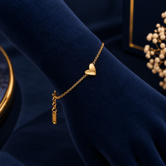 Mini Heart Bracelet on navy velvet display