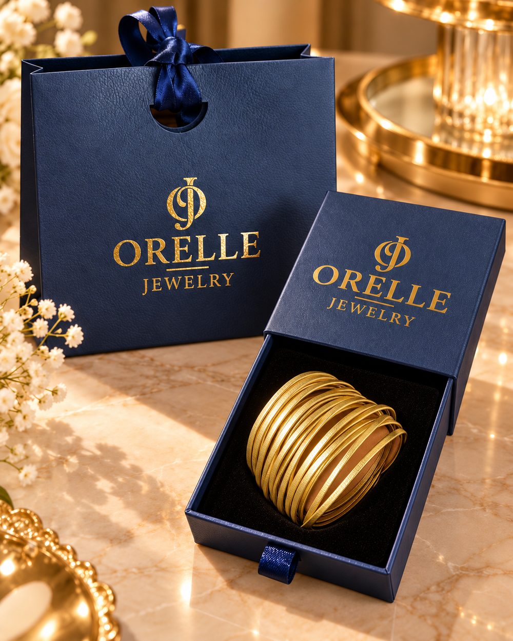 Gold-Tone Multi-Strand Bracelet With Magnetic Clasp in Orelle packaging