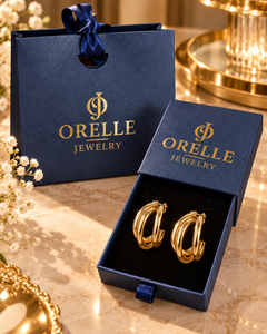 Gold-Tone Double Loop Hoop Earrings in Orelle packaging