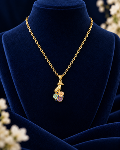 Gold-Tone Wildflower Girl Necklace on navy velvet display