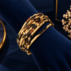 Leopard Multi-Strand Bracelet With Magnetic Clasp on navy velvet display