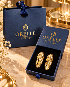 Gold-Tone Chain Link Hoop Earrings in Orelle packaging