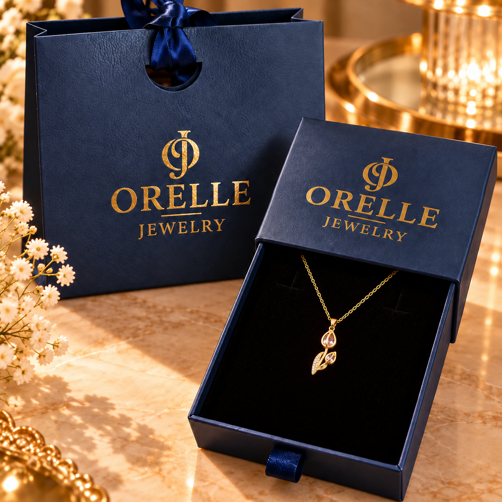 Gold-Tone Pink Crystal Tulip Necklace