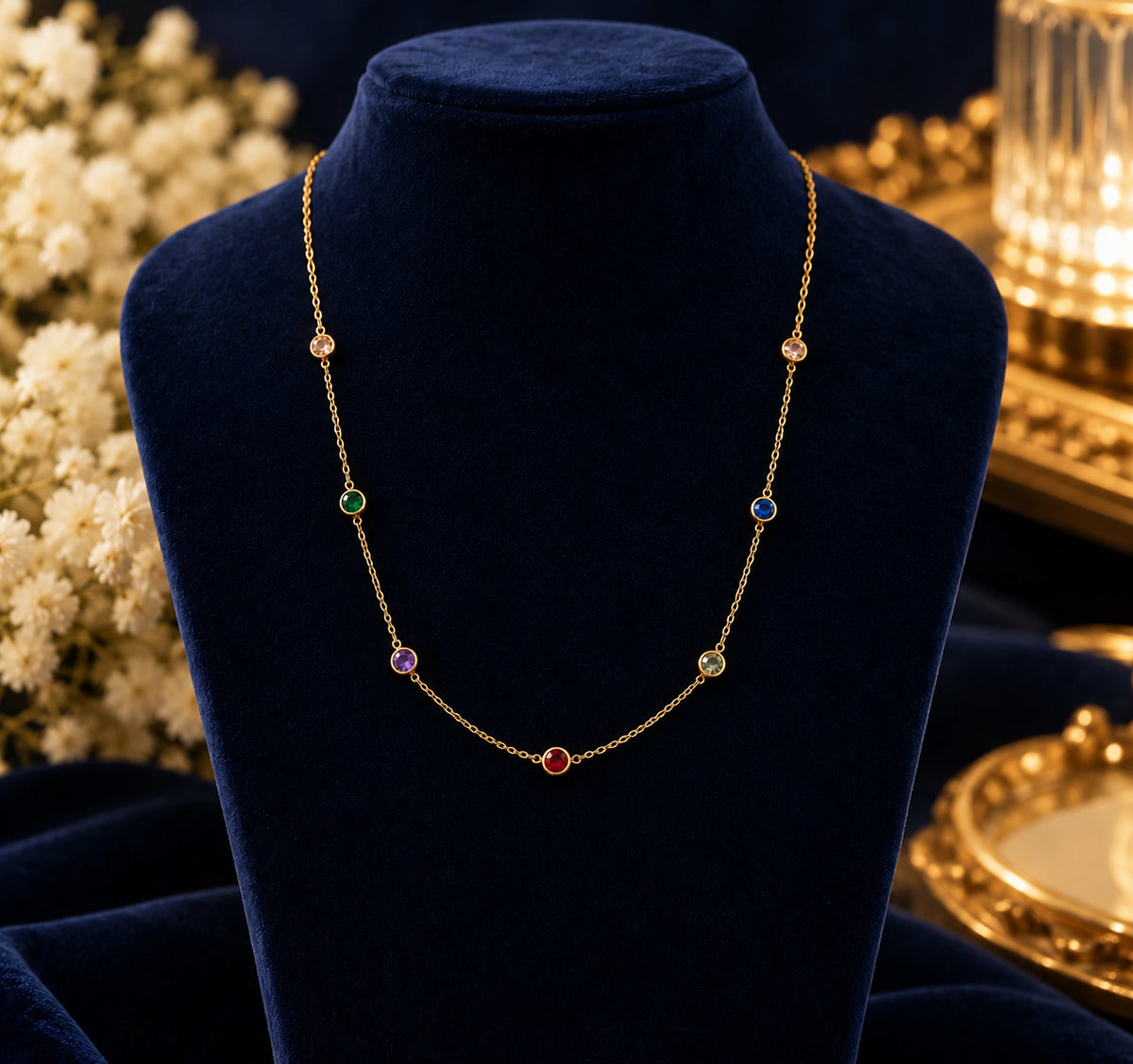 Gold-Tone Multicolor Crystal Necklace