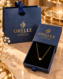 Gold-Tone Round Crystal Necklace – Classic inside Orelle gift packaging